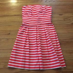 Gap Orange Striped Strapless Dress